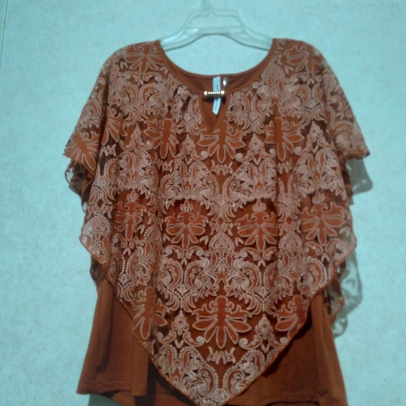 NY Collection size large rust seawhirl color blouse - Picture 3 of 8